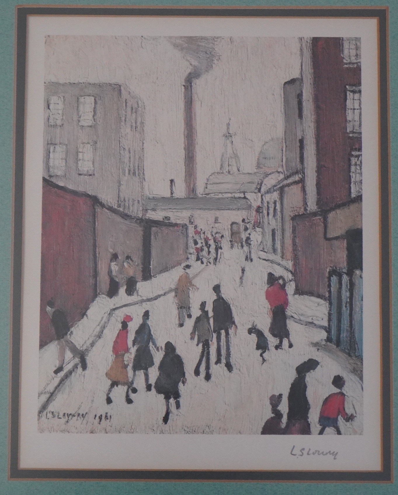 Laurence Stephen Lowry (1887-1976), 'Street Scene near a factory’, offset lithograph, 25.5 x 20cm